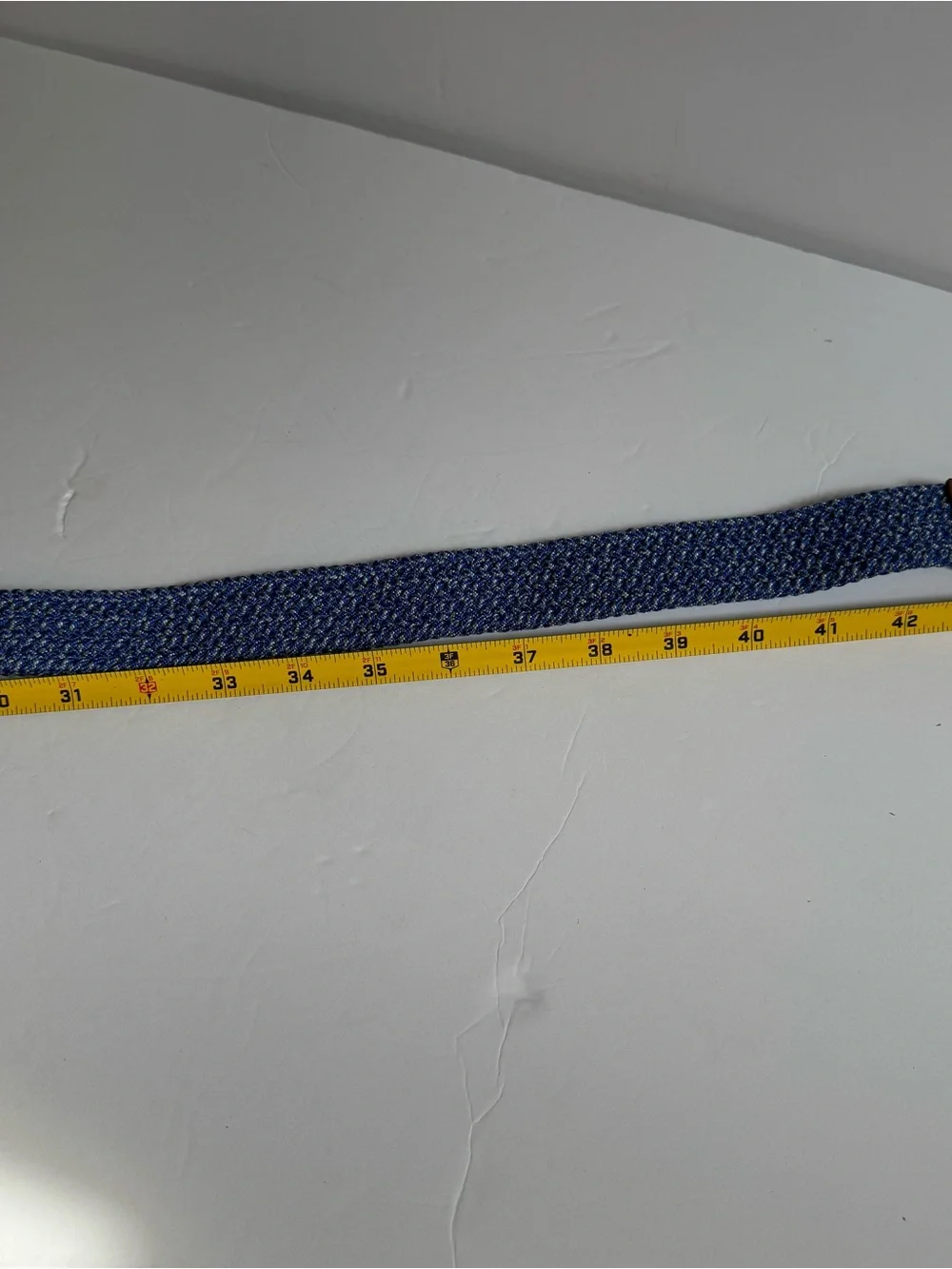 Italian Leather Woven Braided Stretch Belt Blue Brown 40 Casual Golf
